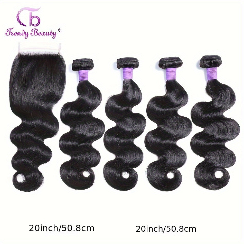 Peruvian Body Wave Virgin Hair Bundles With Lace 5x5 Closure Human Hair Unprocessed Body Wave Hair With Closure 5x5 Lace Free Part Natural Black Hair 5 Bundles In Total